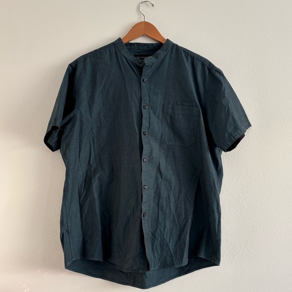 INC International Concepts Dark Blue Casual Button Down Shirt